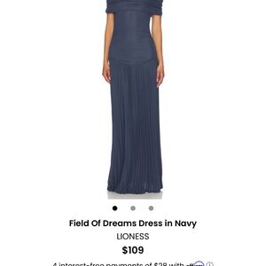 Lioness Field of Dreams Navy Off-Shoulder Maxi Dress
